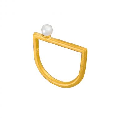 Crescent Pearl Ring Set