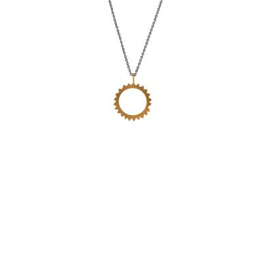 Gear Gold Black Necklace