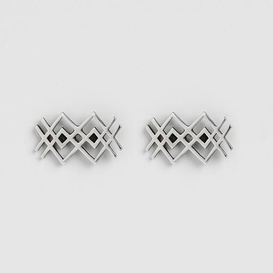 Silver Net Earrings