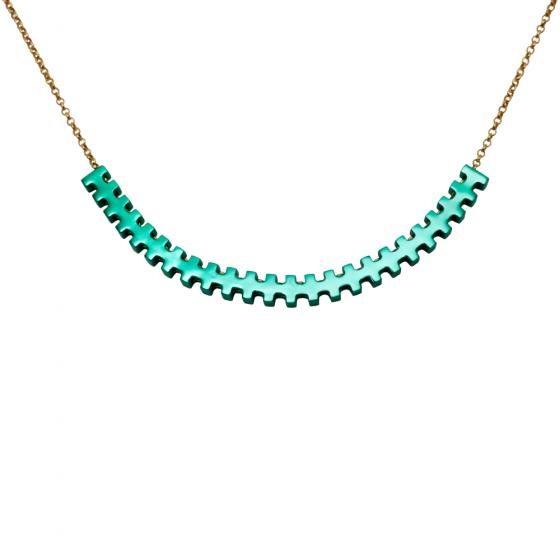 Curve Dot Green-Gold Necklace