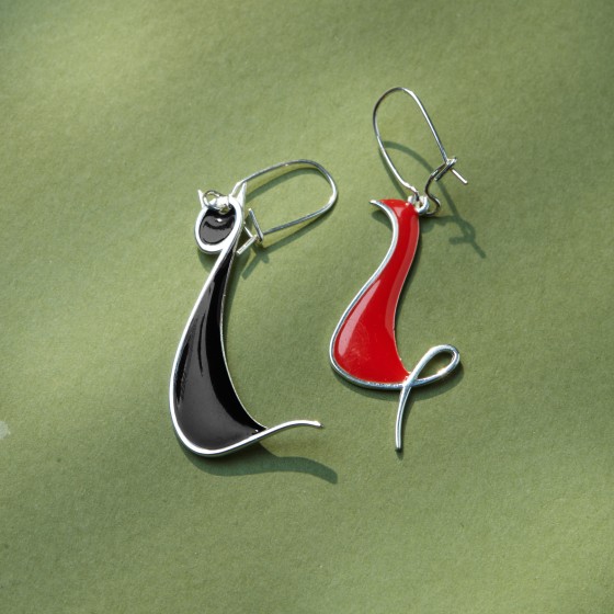 Cock and Cat earrings 24